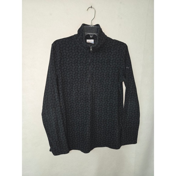 Columbia Tops - Columbia Fleece Pullover‎ Womens L Black Grey Geometric 1/4 Zip XL6047
